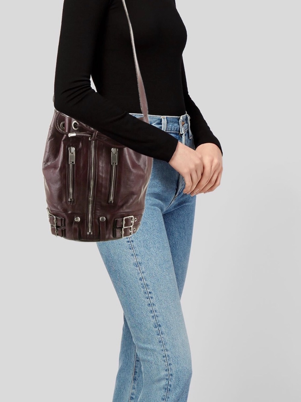 Saint Laurent Leather Rider Bucket Bag